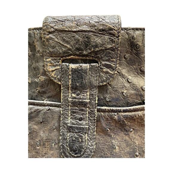 BALLY Vintage Shoulder Bag Purse Ostrich Black Ladies - Picture 4 of 14